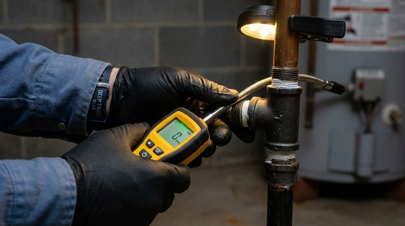 Gas leak detection with electronic sniffer by Johns Plumbing LLC in Naguabo